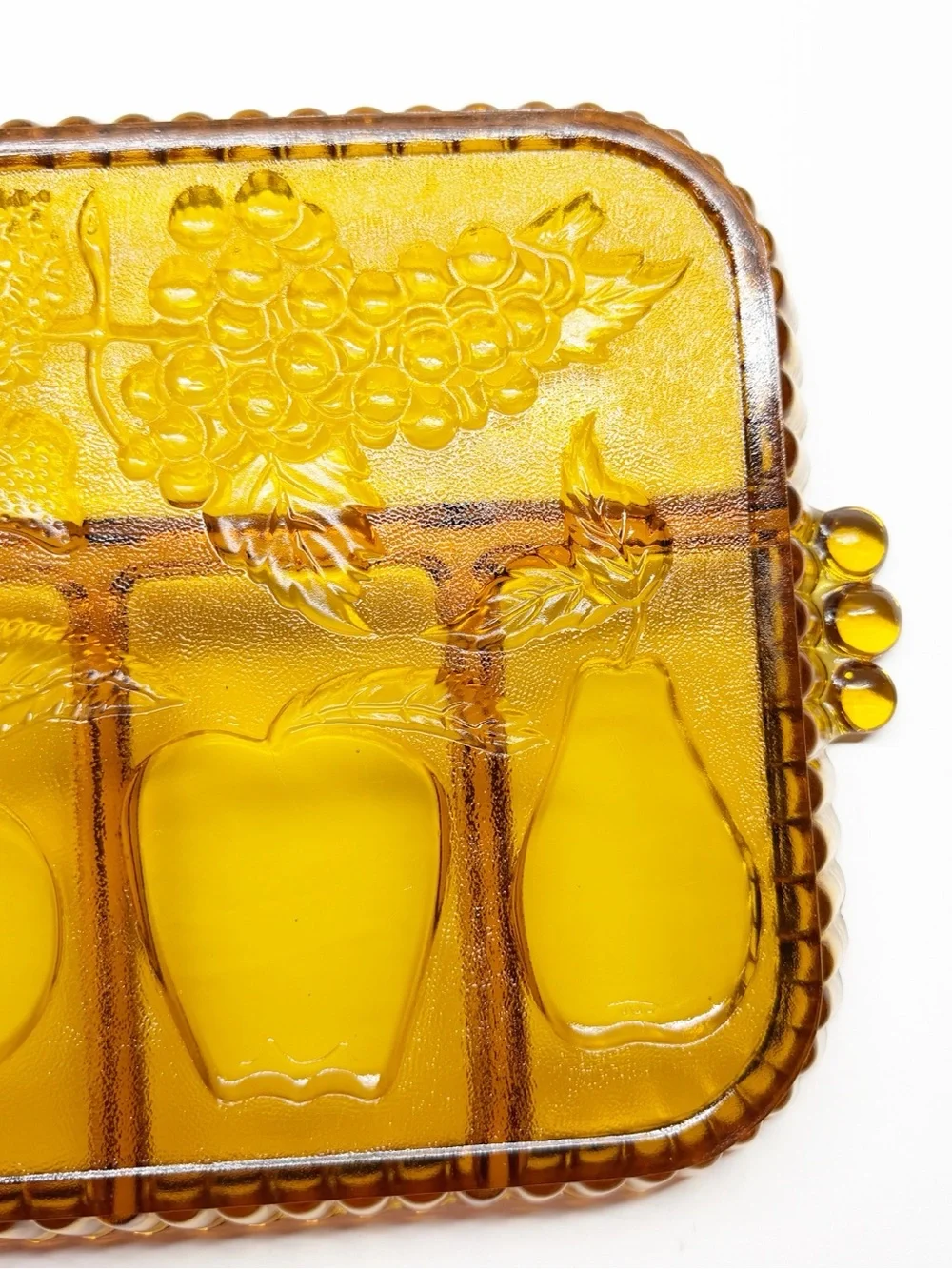 Vintage Ornate Amber Indiana Glass Relish Fruit Tray